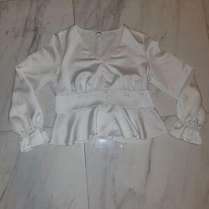 Express White Creme Pearl Blouse M